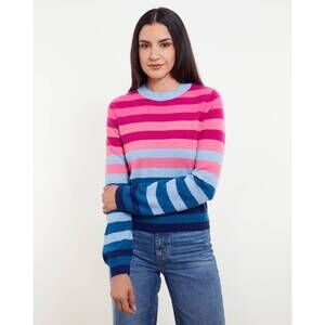 NEW &ISLA ariana striped cashmere sweater in midnight multi